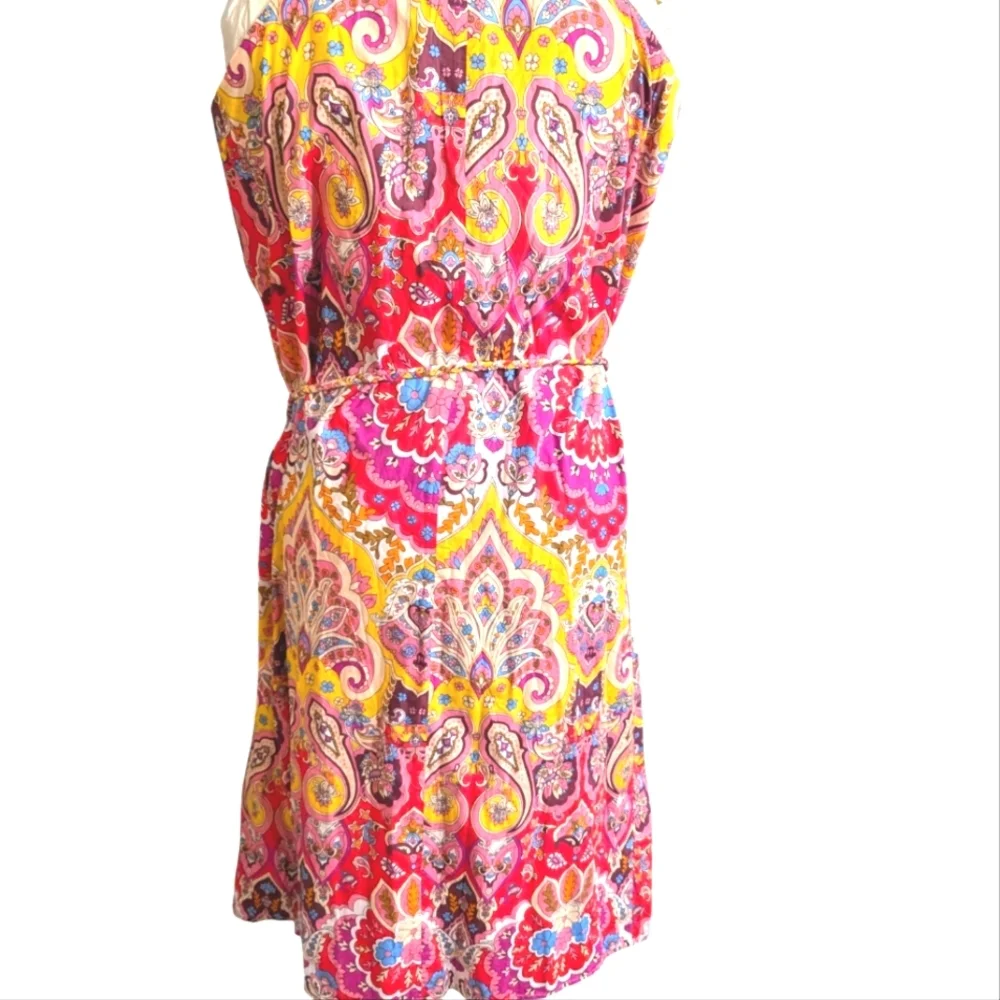 Marilyn Belted Sleeveless Cotton Midi Dress in Zanzibar... Size XL - Picture 6 of 10